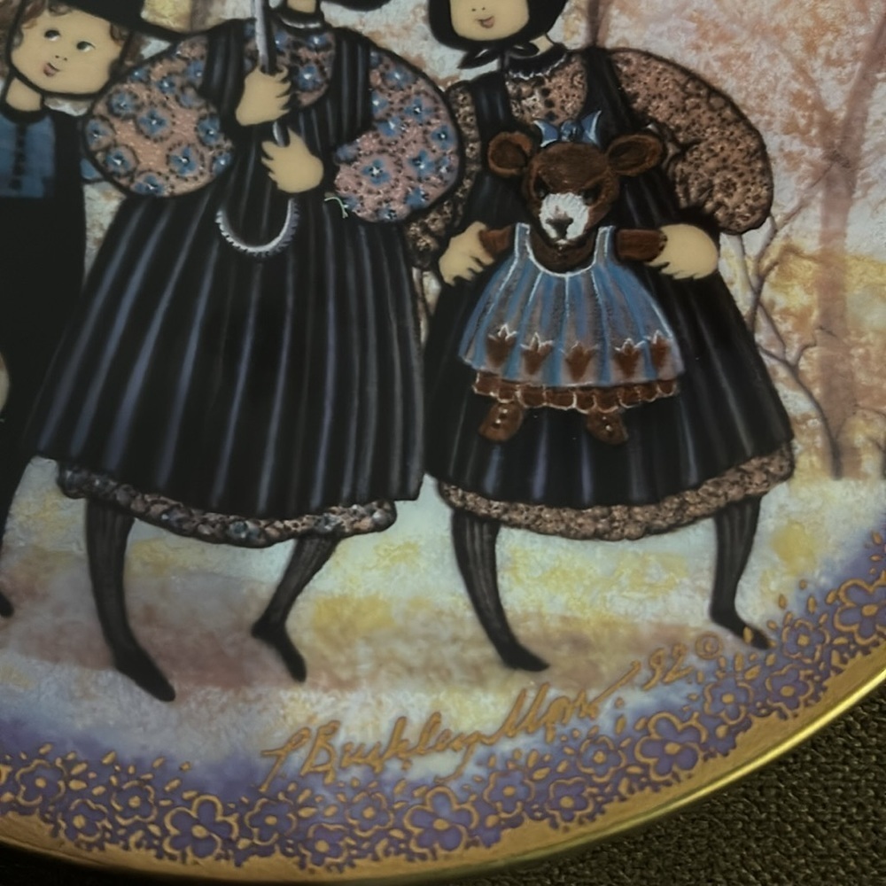 Anna Perenna Purple Umbrella Joyful Children Collection By P. Buckley Moss - Picture 2 of 5